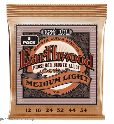 Ernie Ball 3546 Earthwood Phosphor Bronze 12-54 3-Pack
