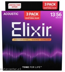 Elixir 16570  Phosphor Bronze 13-56 3-Pack
