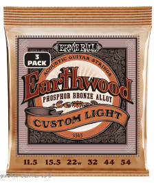 Ernie Ball 3545 Earthwood Phosphor Bronze 11.5-54 3-Pack