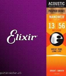 Elixir 16102 NanoWeb Phosphor Bronze HD Light 13-56