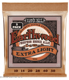 Ernie Ball 3550 Earthwood Phosphor Bronze 10-50 3-Pack