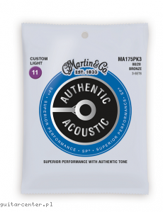 Martin MA175 PK3 Authentic 11-52 Bronze Struny do Akustyka