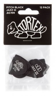 Dunlop 482P 0.60 Tortex Pitch Black Jazz III 12-Pack
