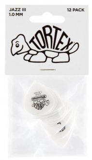 Dunlop 478P 1.0 Tortex White Jazz III 12-Pack