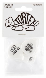 Dunlop 478P 1.14 Tortex White Jazz III 12-Pack